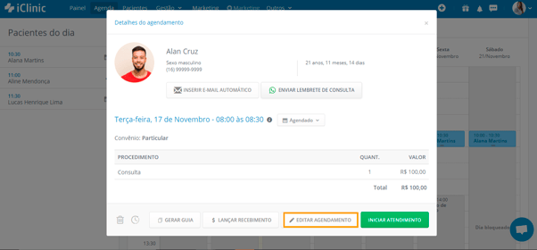 editar agendamento