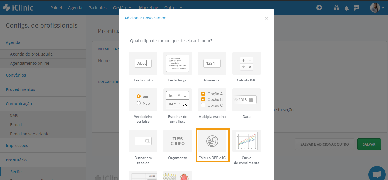 Como adicionar a calculadora gestacional no prontuário?