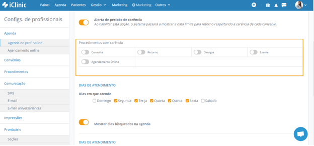 preocedimentos com carência